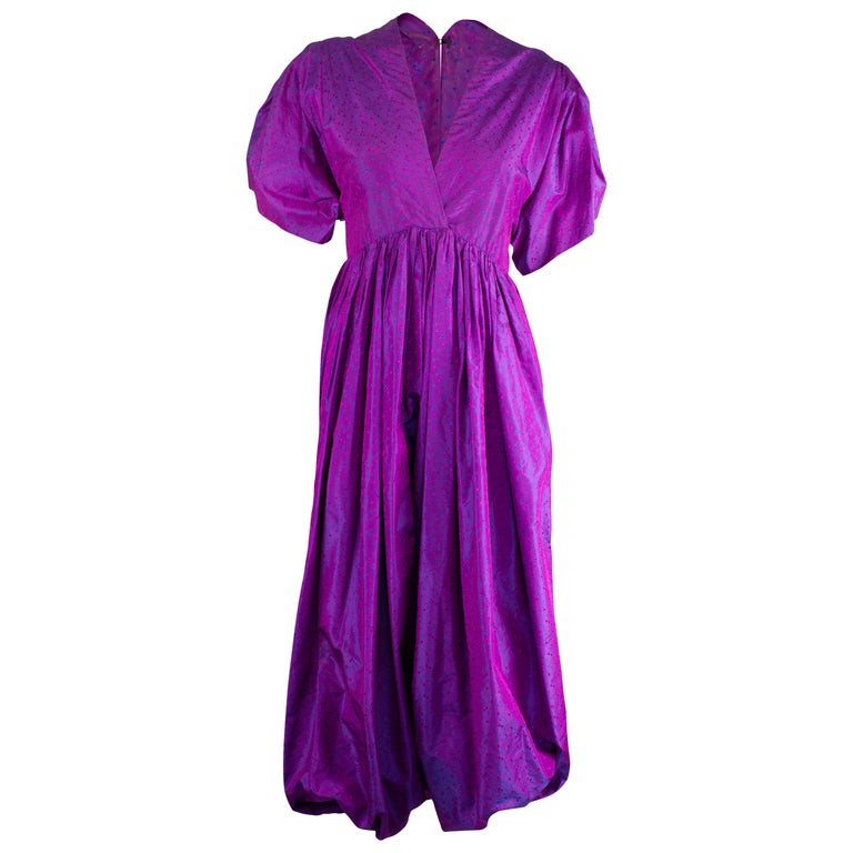 Unlabelled Madame Grès iridescent lilac silk evening jumpsuit circa ...