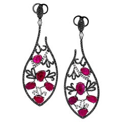 Unleash Glamour: 10.19 Carat Vivid Red Ruby Dangle Earrings—Dazzle Boldly