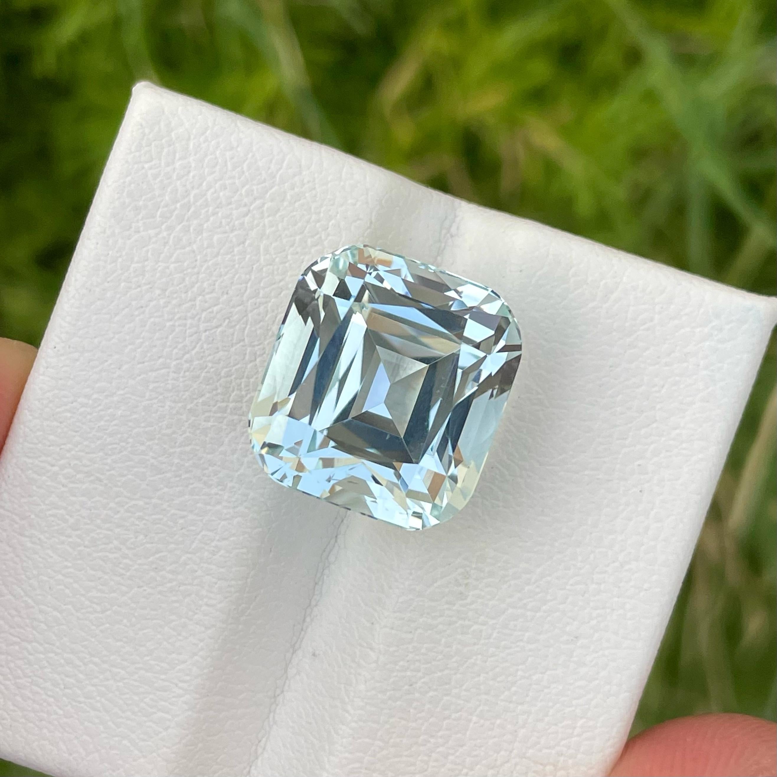 Weight 17.15 carats 
Dimensions 15.0 x 13.9 x 12.0 mm
Treatment none 
Origin Pakistan 
Clarity Loupe clean 
Shape cushion
Cut fancy cushion 

Indulge in the mesmerizing beauty of the Aquamarine gemstone and let its tranquil energy wash over you.