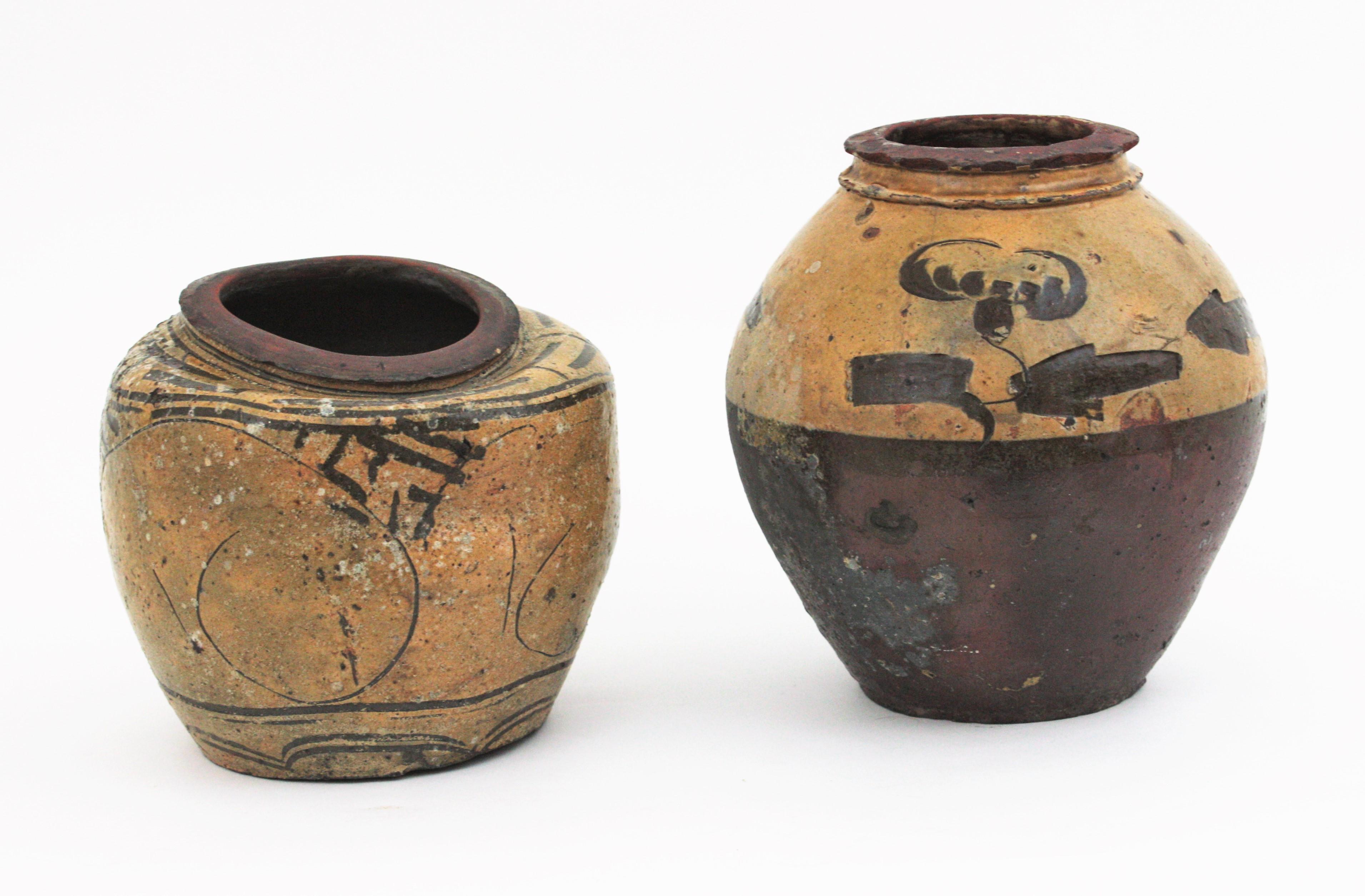 Chinese Export Pair of Chinese Terracotta Urns / Vessels For Sale