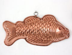 Unmatching Pair of Fish Copper Molds, Portugal, 1940s