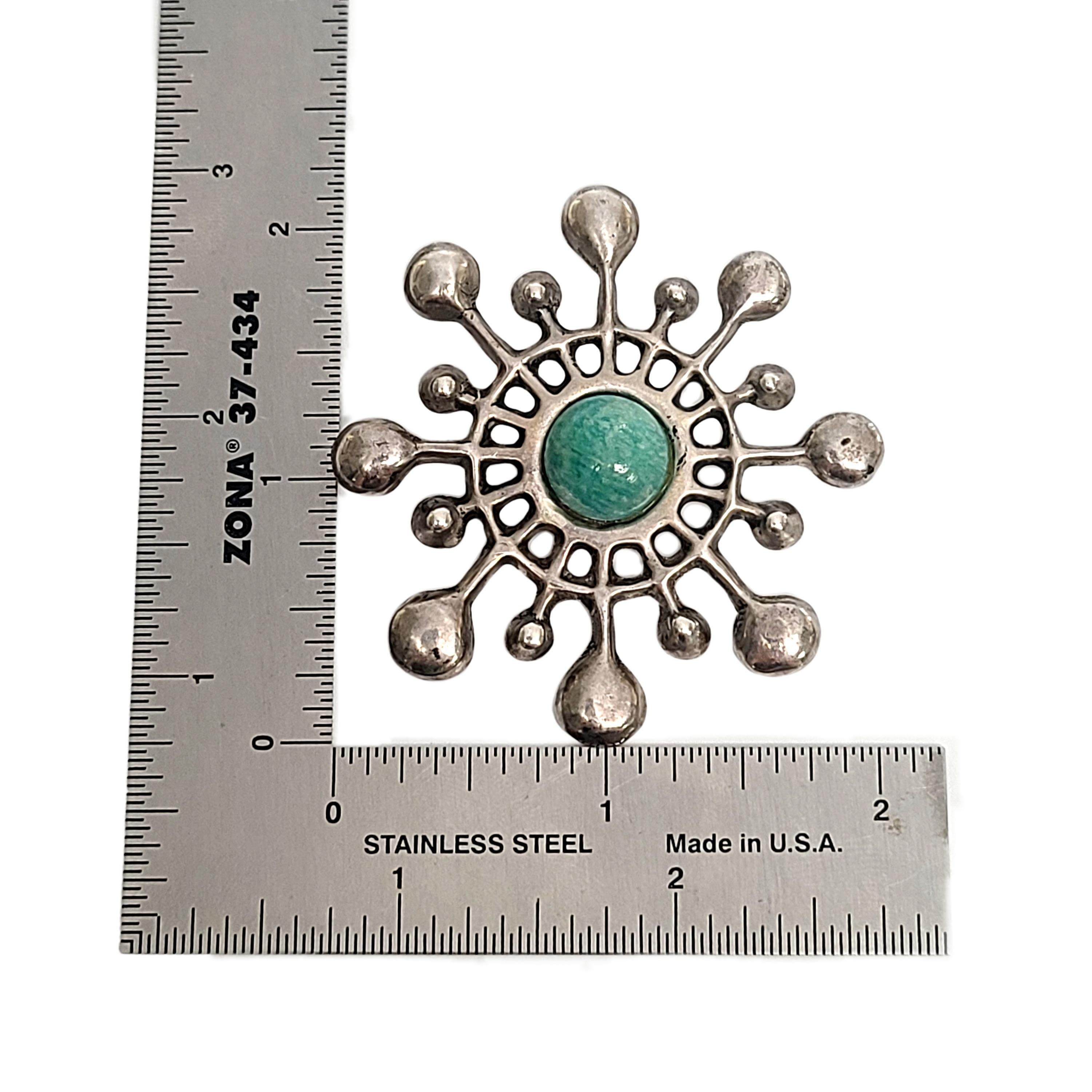 Unn Tangerud Uni David Andersen Norway Sterling Amazonite Snow Crystal Pin In Good Condition In Washington Depot, CT