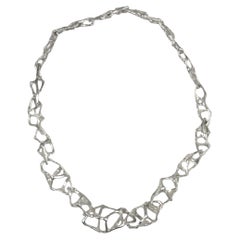 Uno A Arre Modernist Brutalist 1980s Silver Necklace