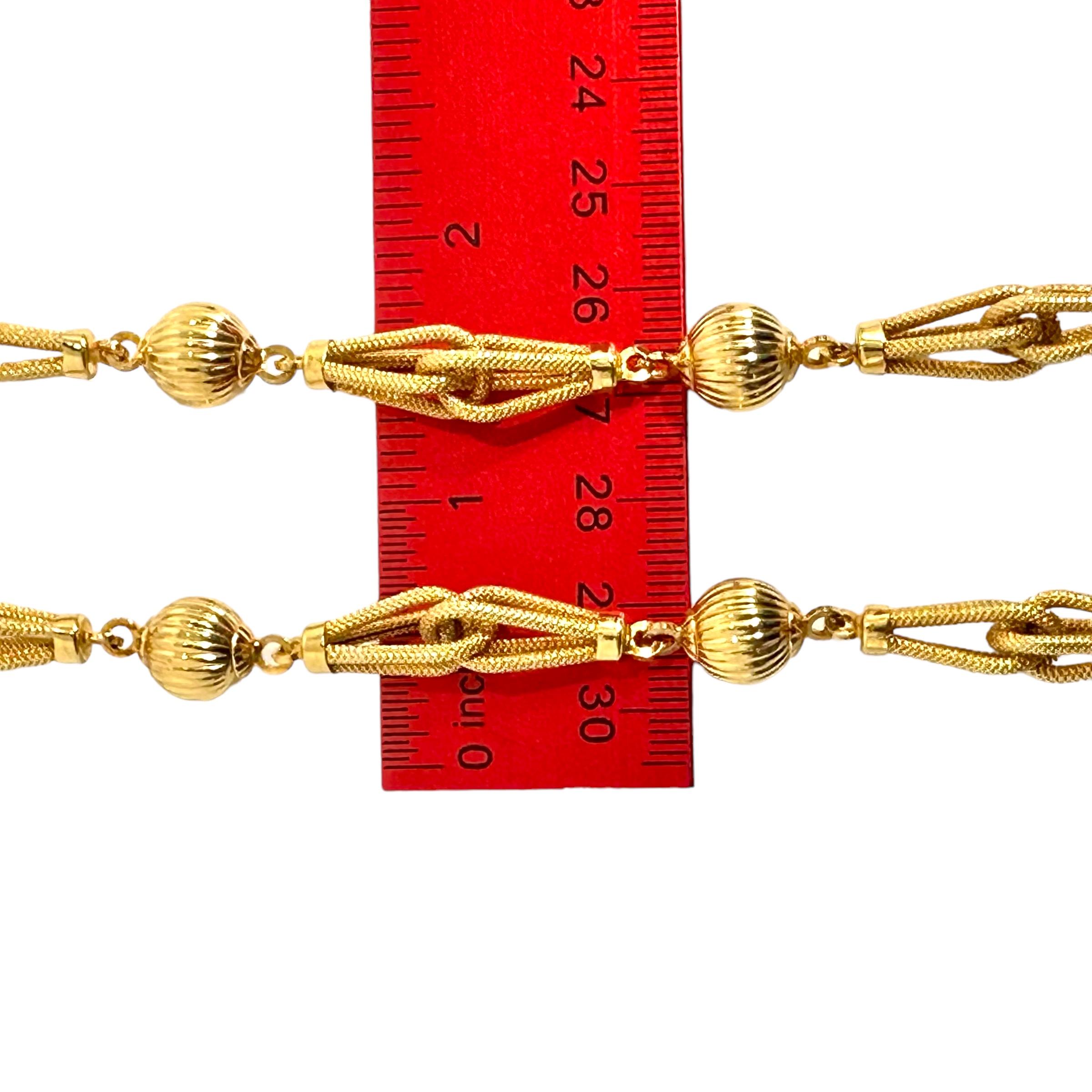 Uno-A-Erre 14k Yellow Gold 36.25 Inches Long Chain and Bracelet Combination In Good Condition For Sale In Palm Beach, FL