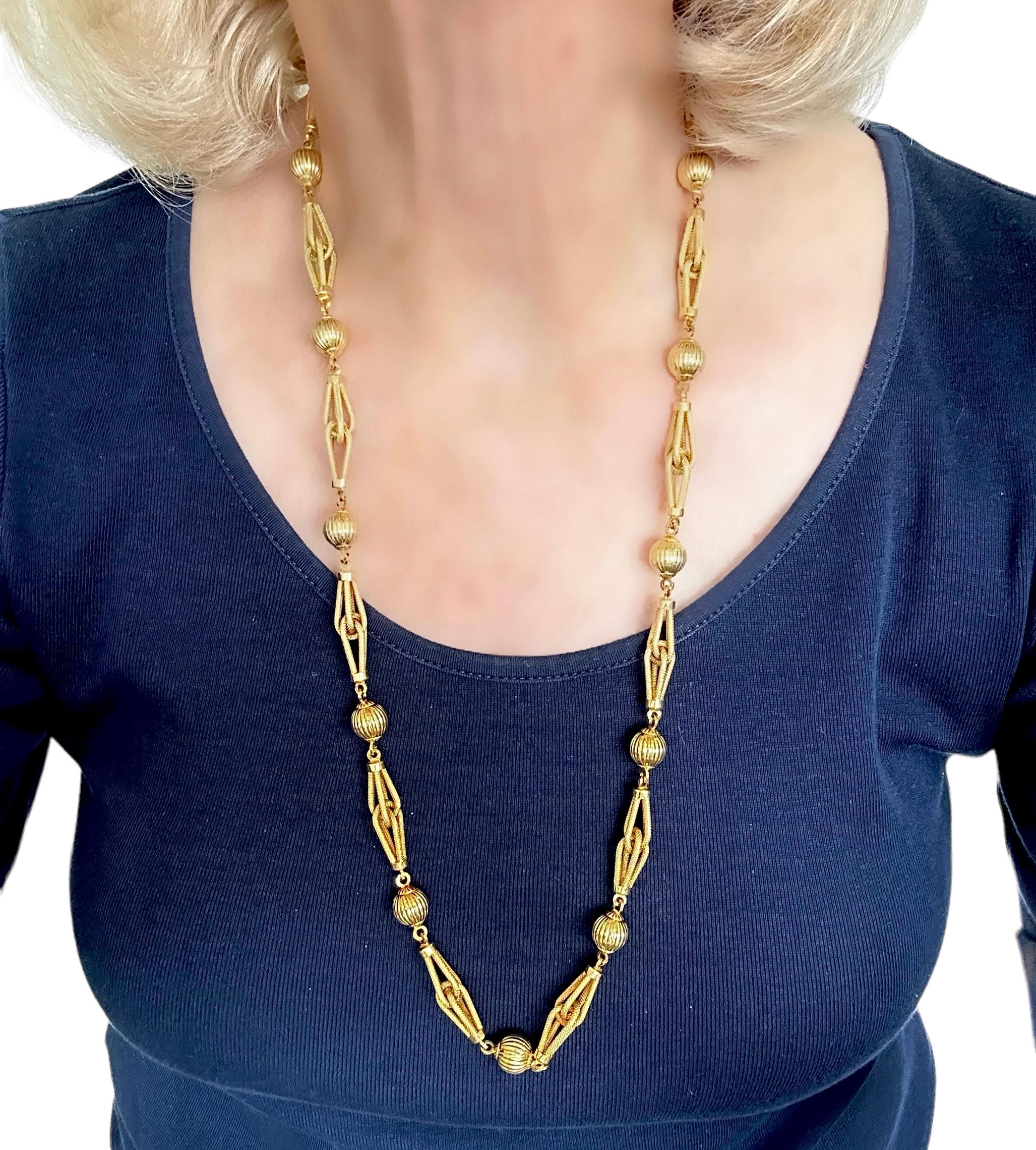 Uno-A-Erre 14k Yellow Gold 36.25 Inches Long Chain and Bracelet Combination For Sale 4