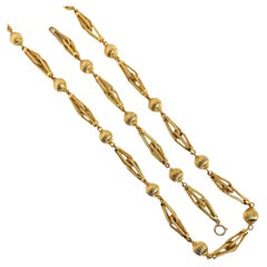 Vintage Uno-A-Erre 14k Yellow Gold 36.25 Inches Long Chain and Bracelet Combination