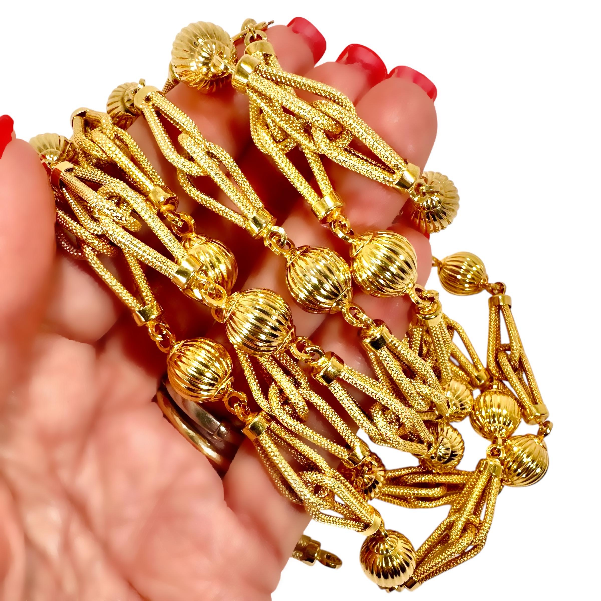 Uno-A-Erre - Collier et bracelet en or jaune 14K d'une longueur de 65,25 pouces en vente 5