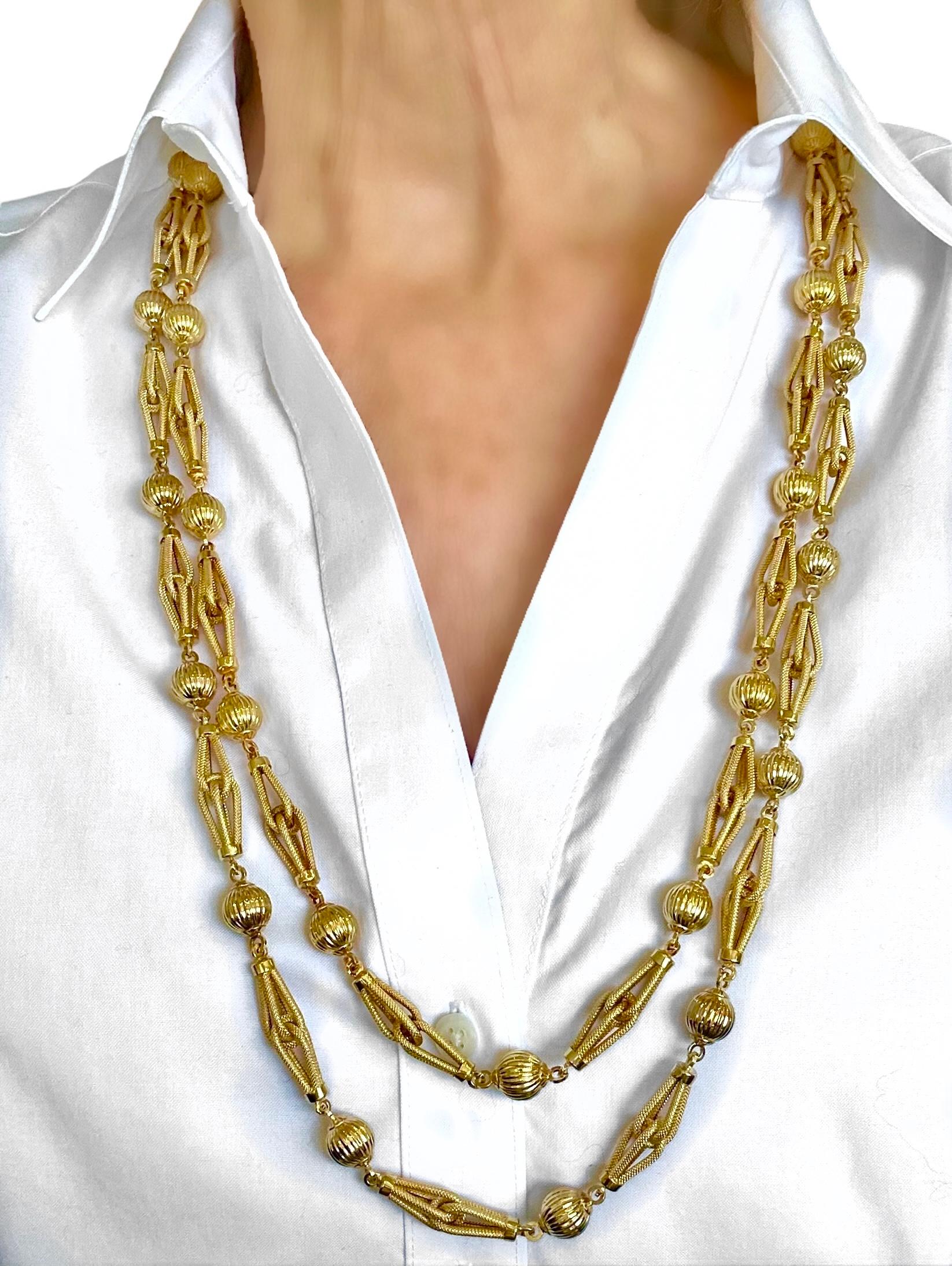 Uno-A-Erre - Collier et bracelet en or jaune 14K d'une longueur de 65,25 pouces en vente 6
