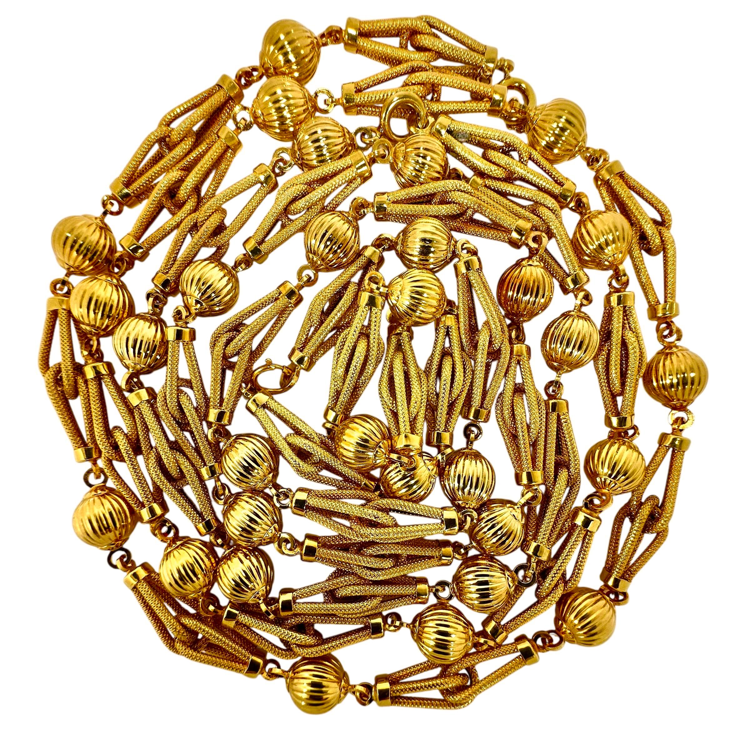 Moderne Uno-A-Erre - Collier et bracelet en or jaune 14K d'une longueur de 65,25 pouces en vente