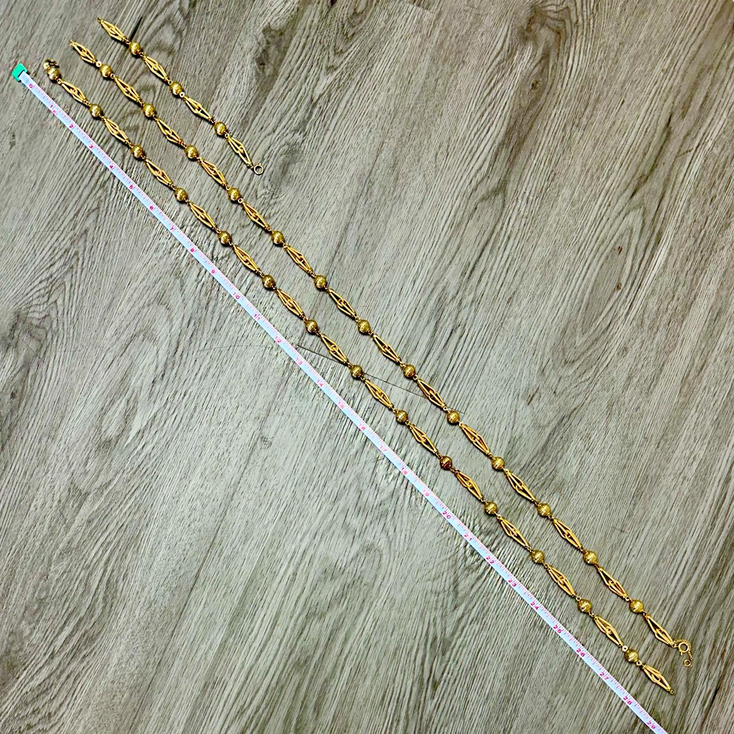 Uno-A-Erre - Collier et bracelet en or jaune 14K d'une longueur de 65,25 pouces en vente 3