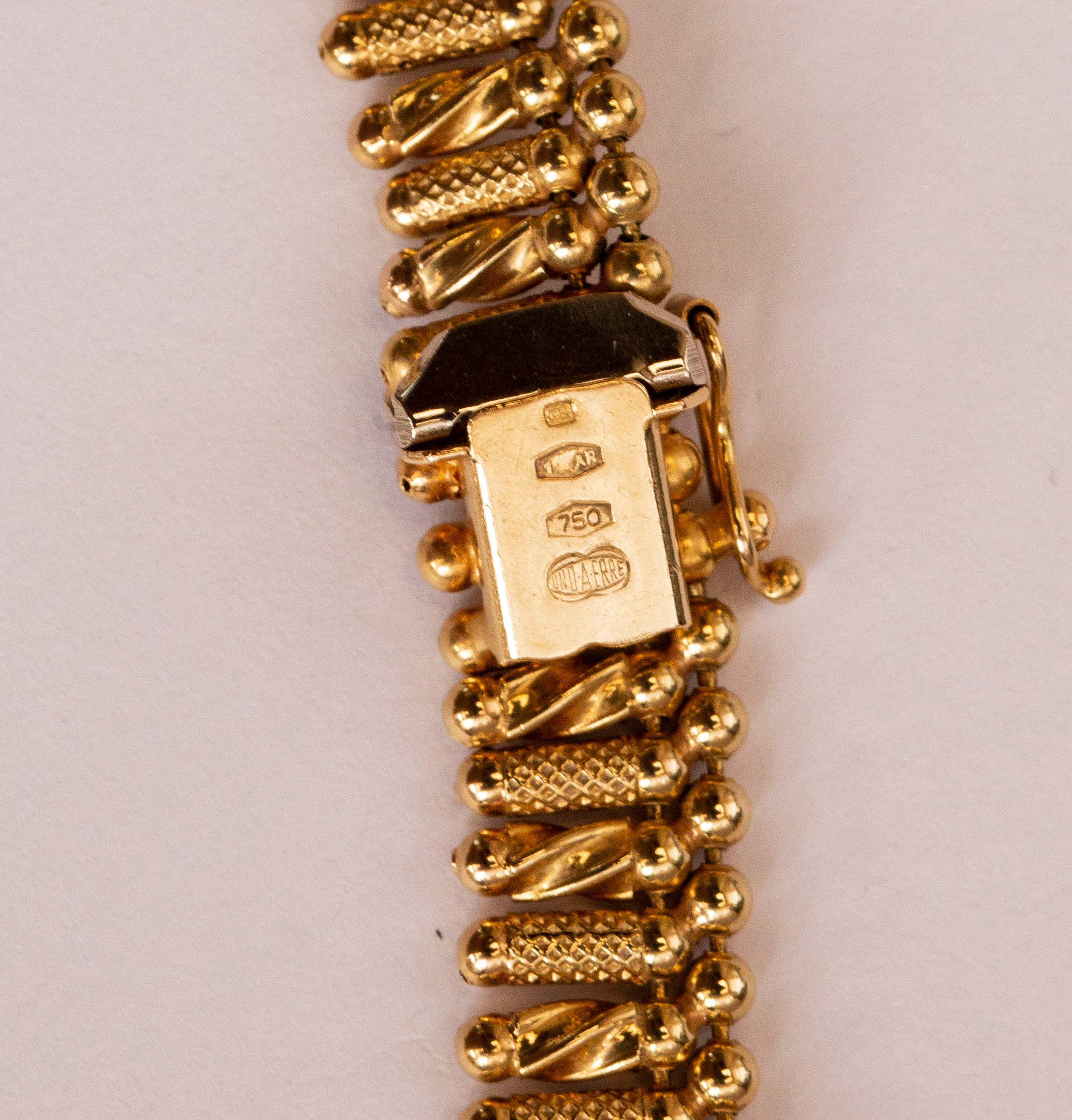 Contemporary UnoAErre 18 Karat Yellow Solid Gold Fringe Necklace Choker For Sale