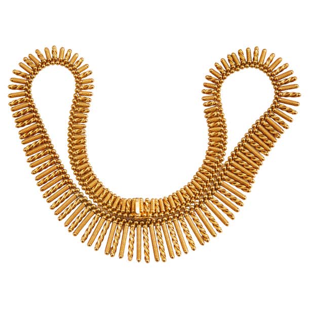 UnoAErre 18 Karat Yellow Solid Gold Fringe Necklace Choker For Sale at ...