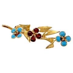 Uno A Erre 18k Yellow Gold Enamel Flower Brooch/Pin