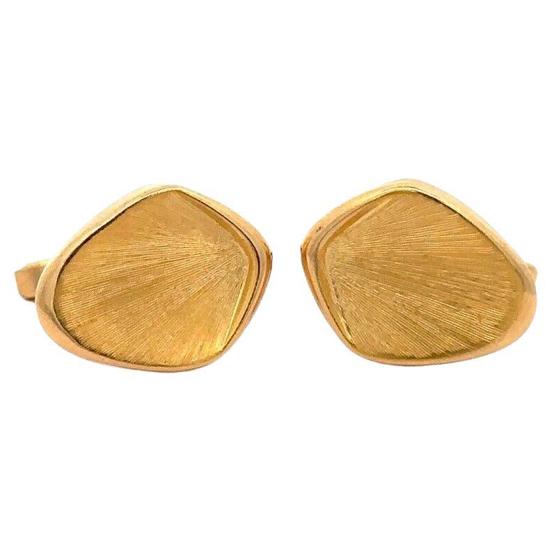 Uno-A-Erre Men's Italian 18k Yellow Gold Brushed Textured Cufflinks For Sale