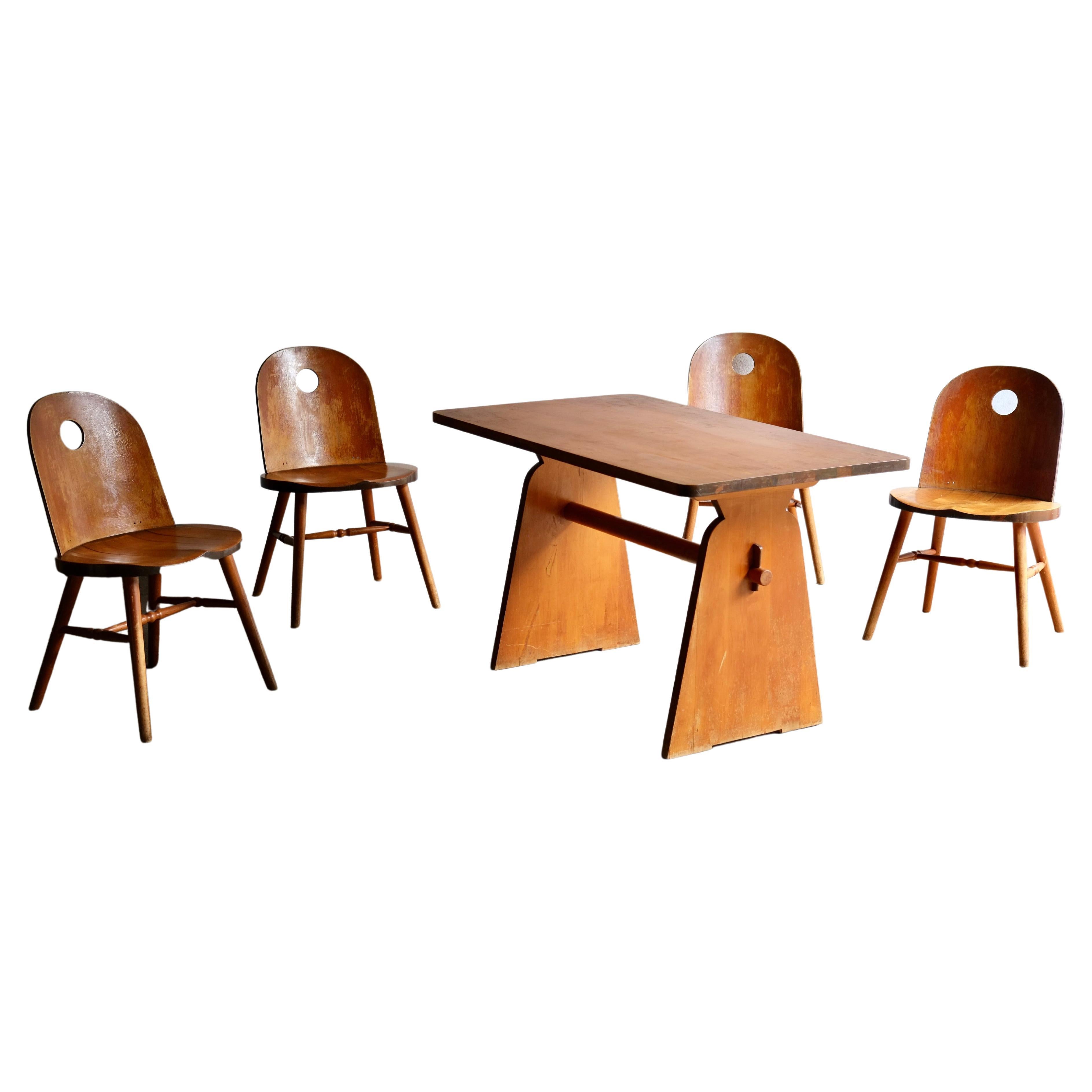 Table et chaises de salle à manger Uno Åhren pour Gemla, années 1930
