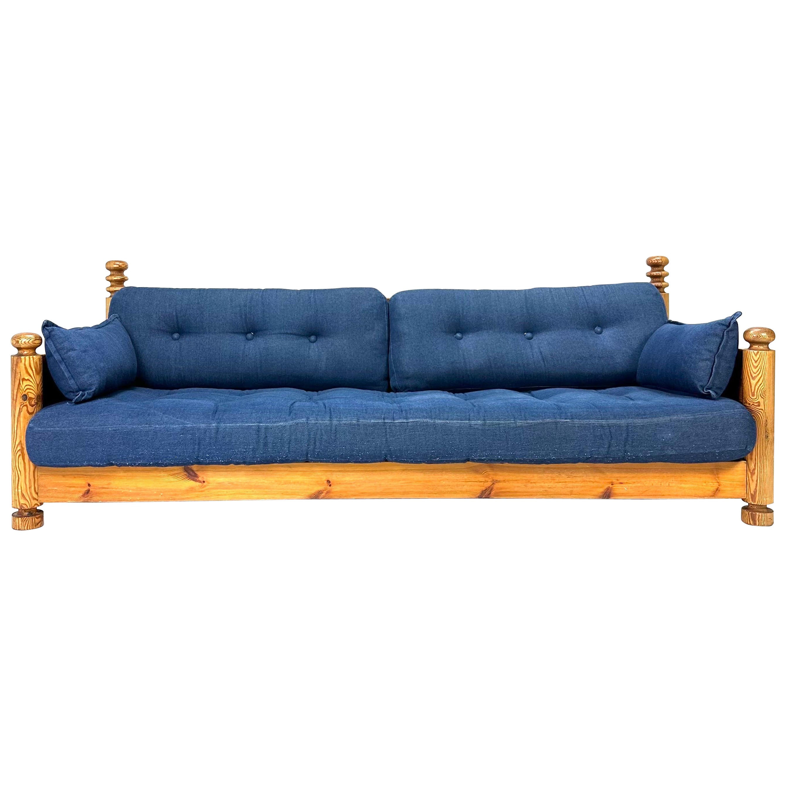 Uno & Östen Kristiansson Sofa aus Kiefer, 1970er Jahre