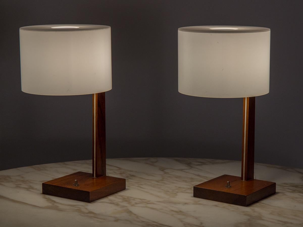 Scandinavian Modern Uno and Osten Kristiansson for Luxus Rosewood Table Lamps