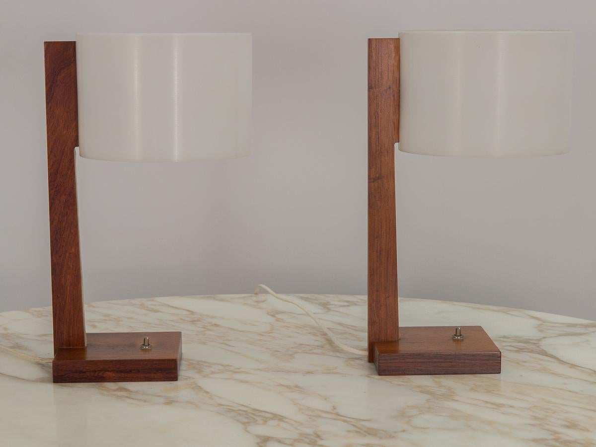 Molded Uno and Osten Kristiansson for Luxus Rosewood Table Lamps