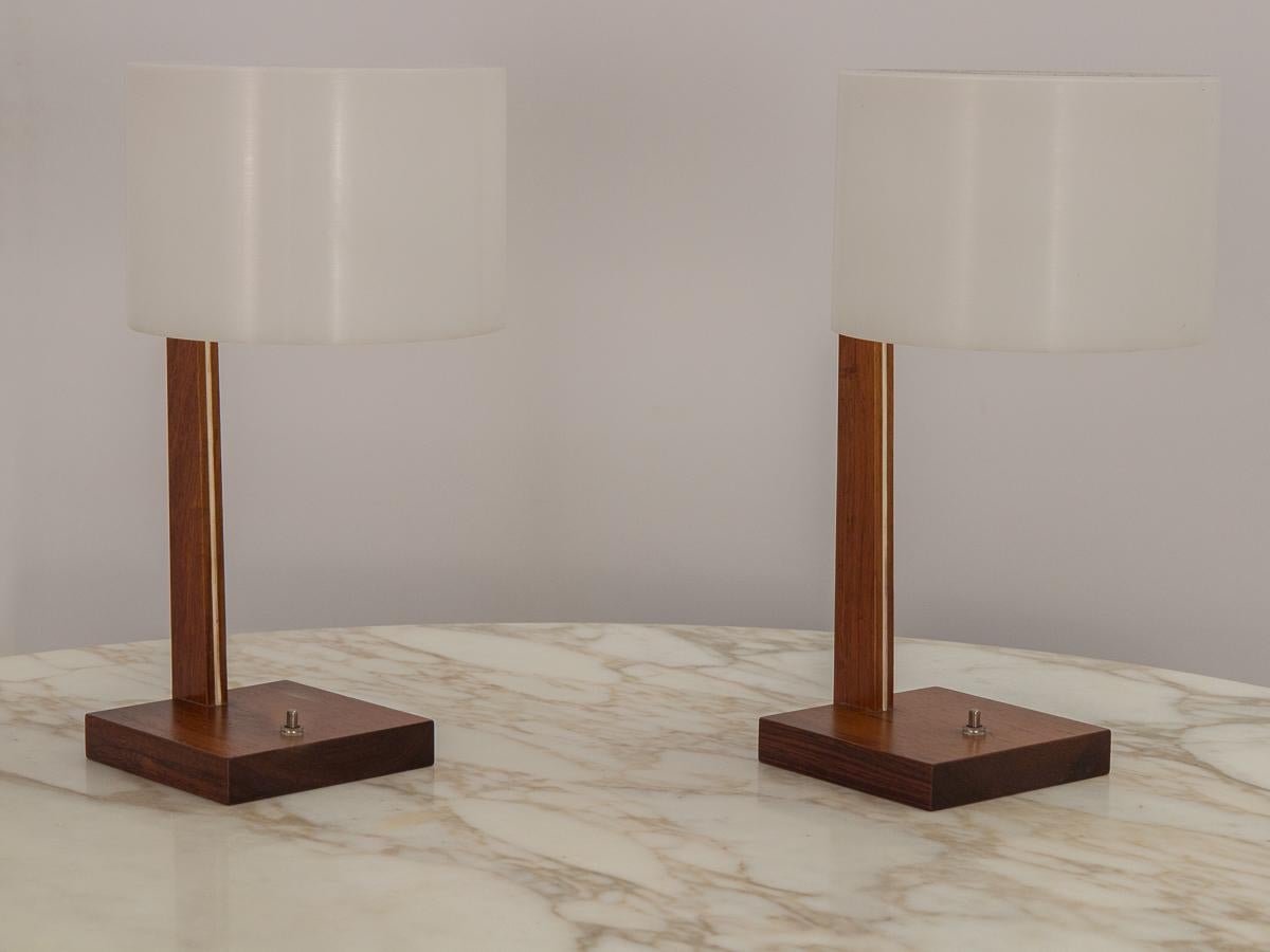 Uno and Osten Kristiansson for Luxus Rosewood Table Lamps In Good Condition In Brooklyn, NY