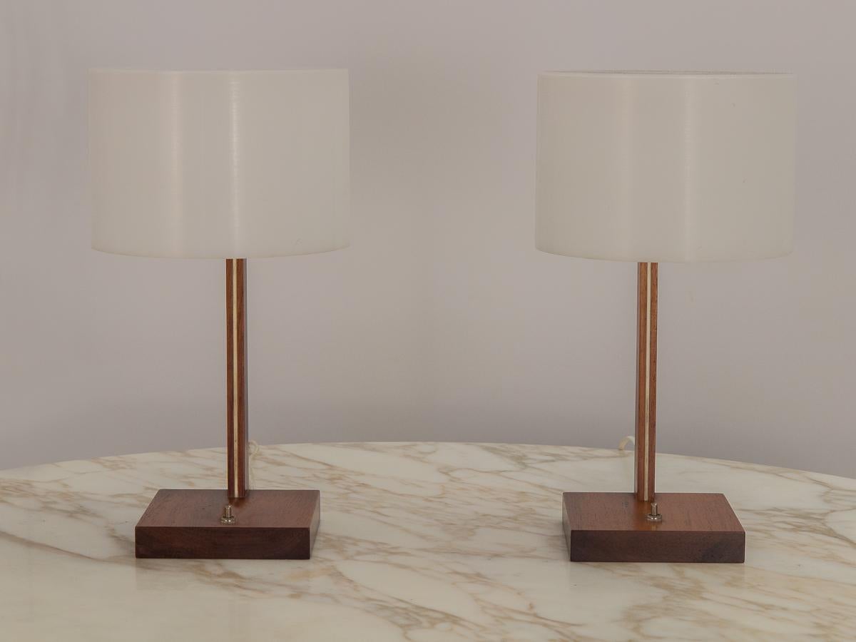 20th Century Uno and Osten Kristiansson for Luxus Rosewood Table Lamps