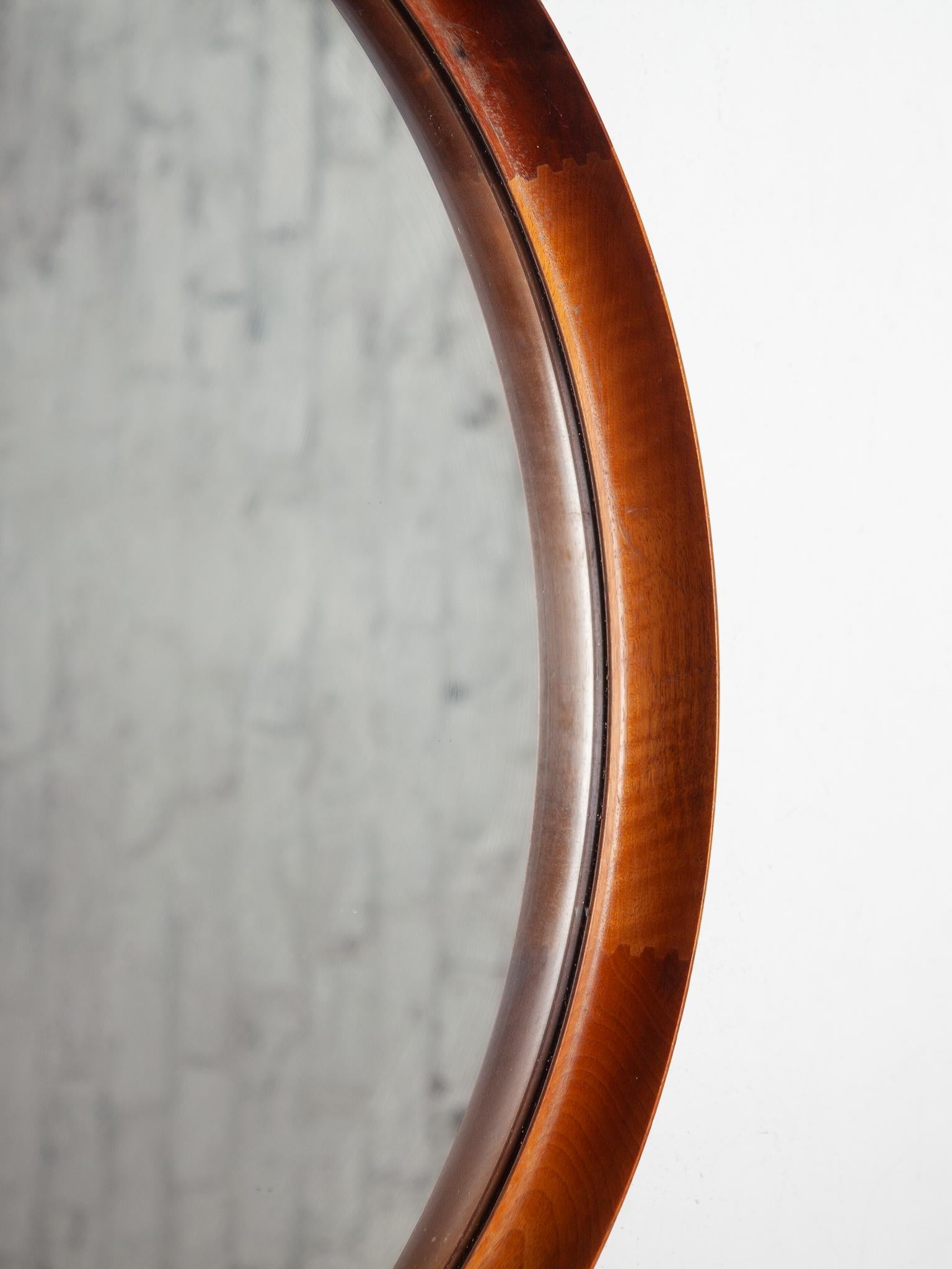  Uno and Osten Kristiansson for Luxus Vittsjö, Sweden Round Teak Wall Mirror  For Sale 1