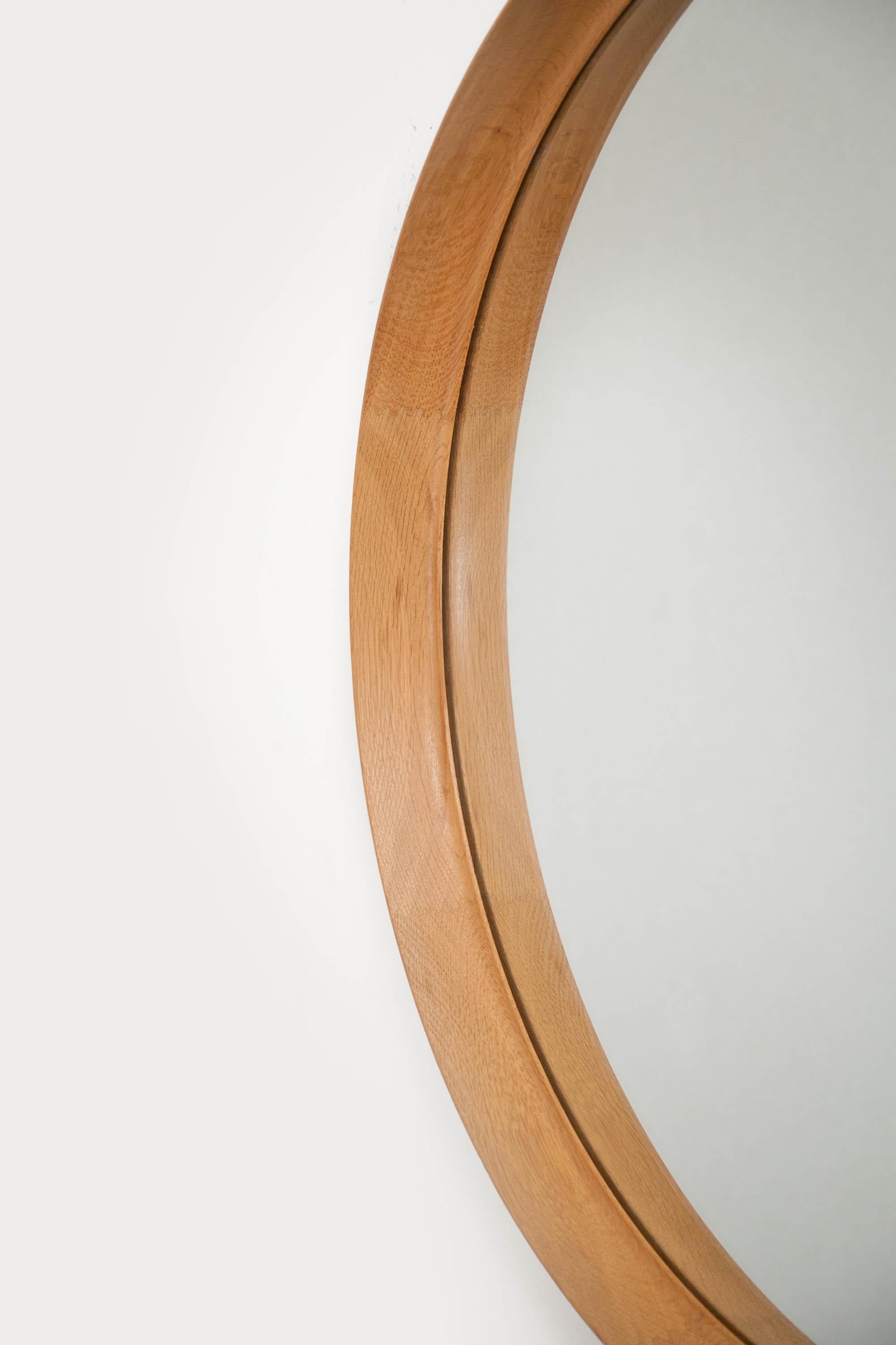 Uno and Osten Kristiansson Large Oak Mirror by Luxus Vittsjö, Sweden, 1960s In Good Condition In Los Angeles, CA