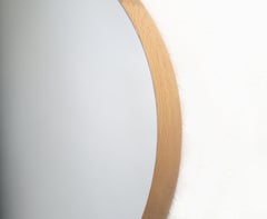 Uno and Osten Kristiansson Round Oak Mirror by Luxus, Sweden, 1960s