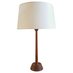 Mid Century Table Lamp in Oak by Luxus Sweden
