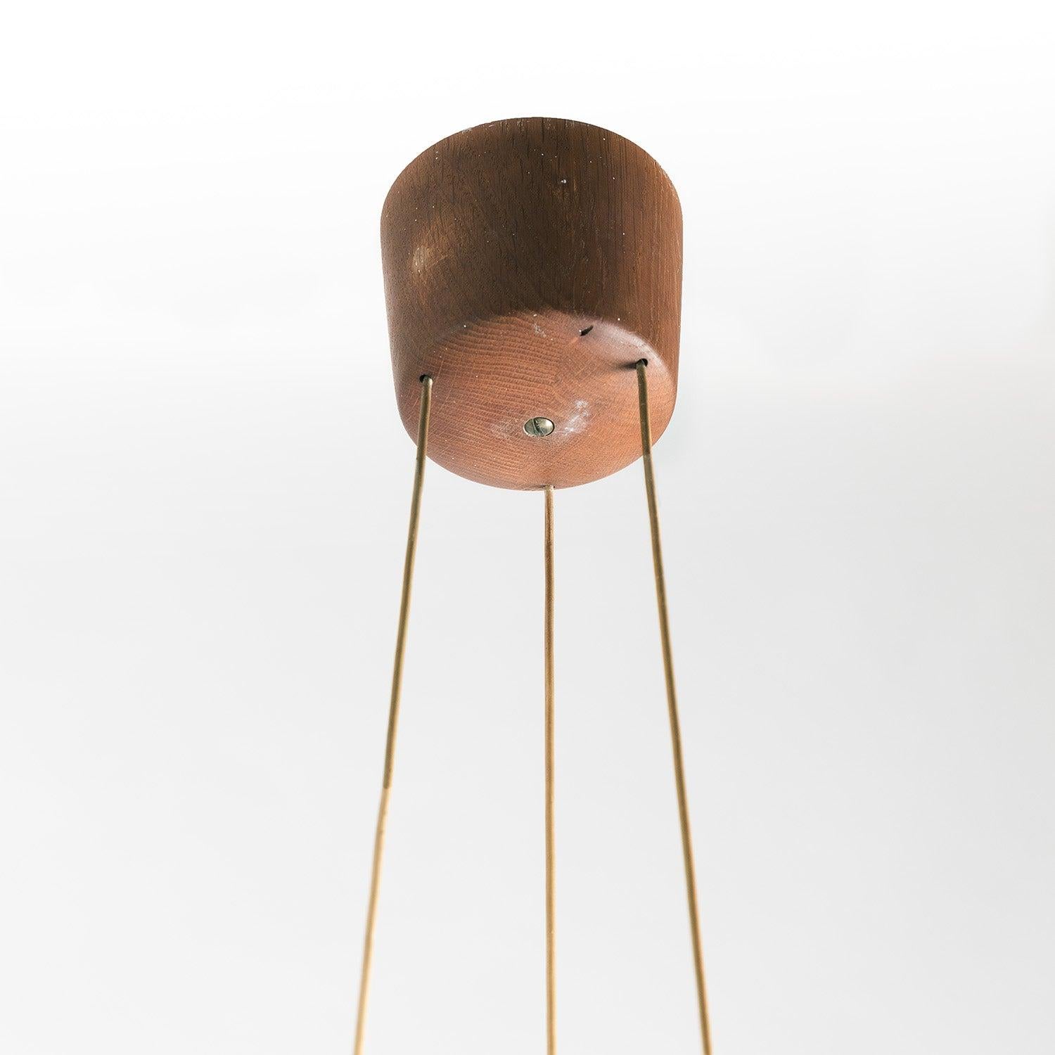 Uno and Östen Kristiansson Wooden and Opaline Glass Pendant for Luxus, 1950s In Good Condition In Milan, IT
