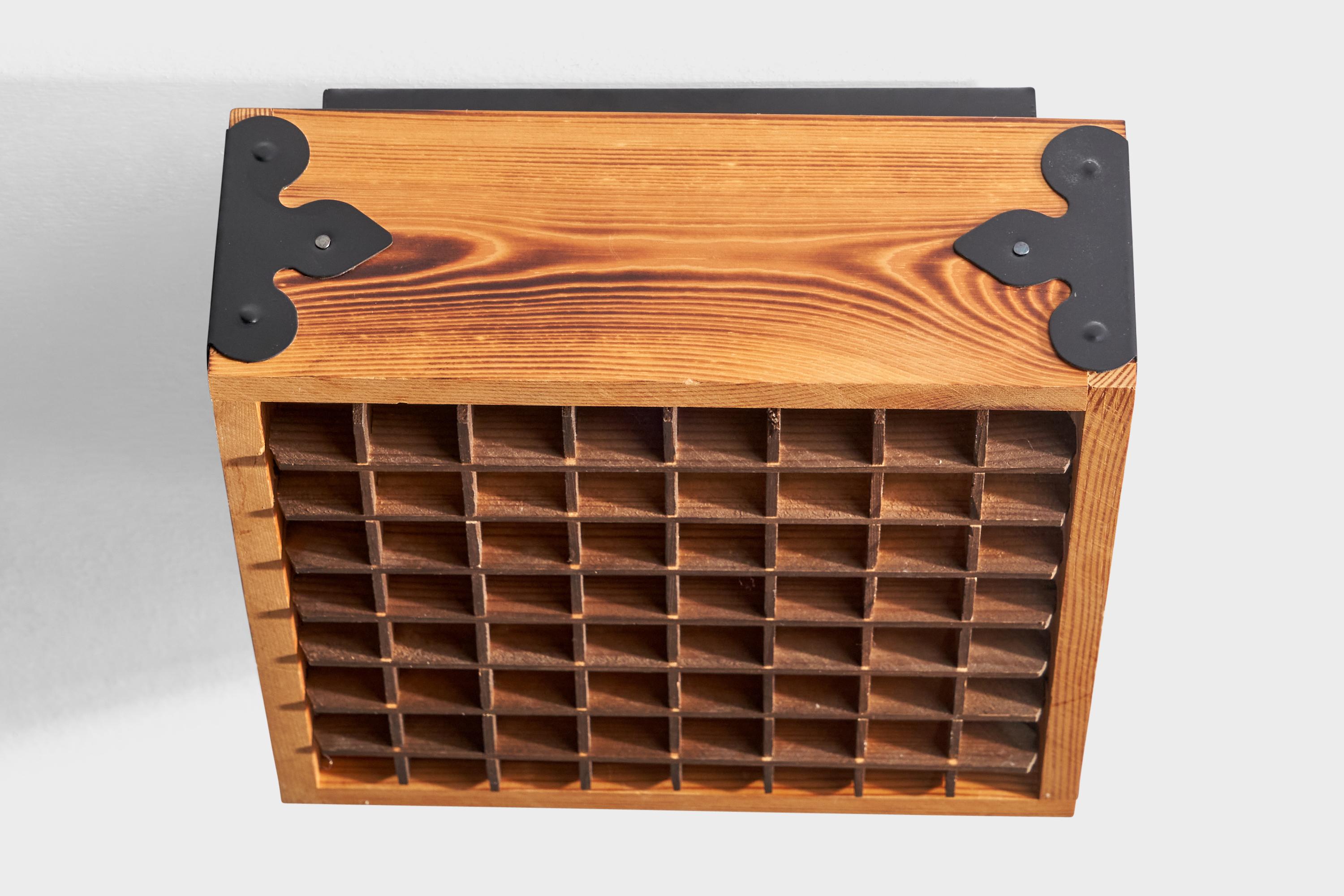 Swedish Uno Dahlen, Flush Mount, Pine, Iron, Sweden, 1970s For Sale