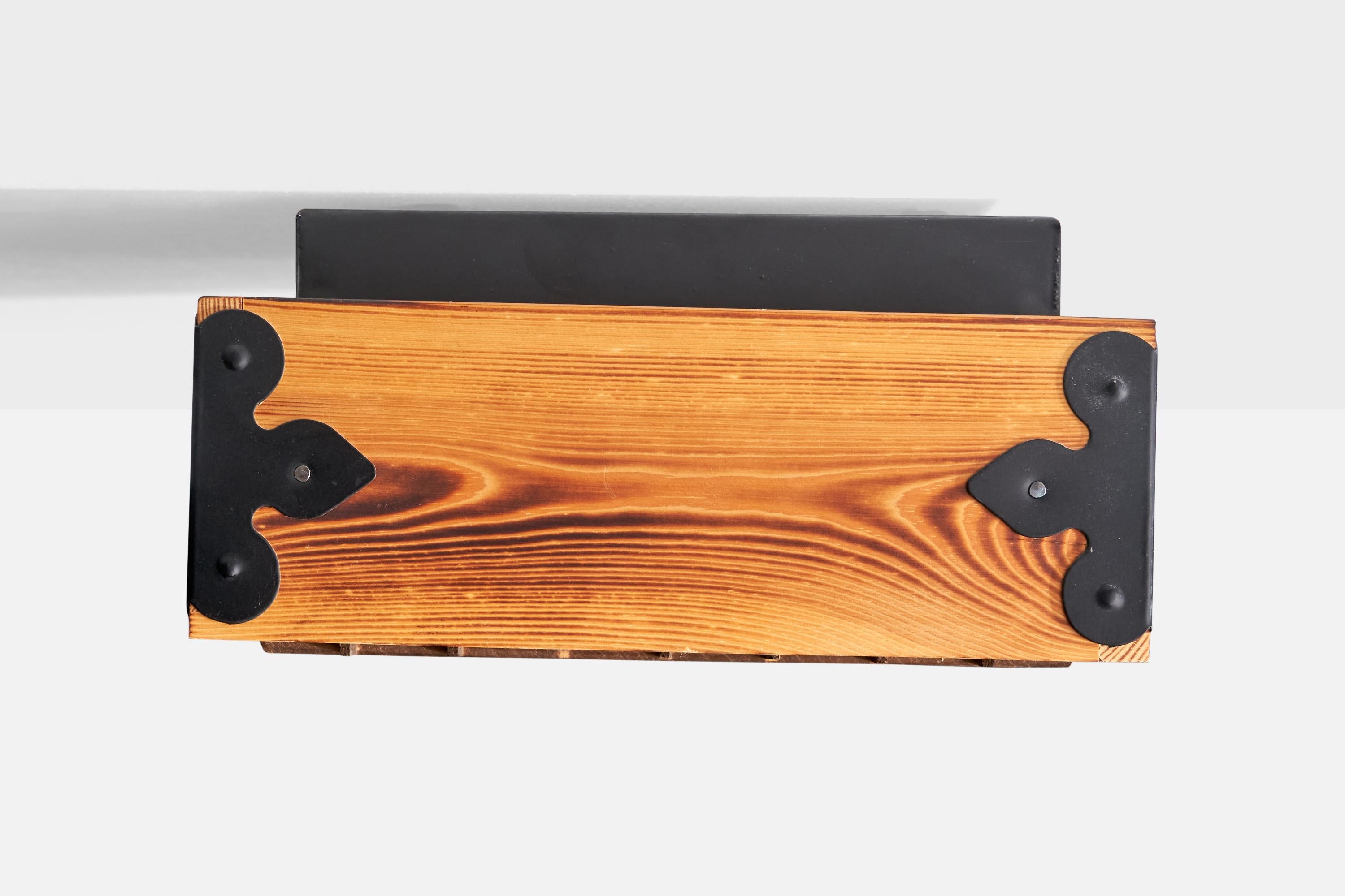Uno Dahlen, Flush Mount, Pine, Iron, Sweden, 1970s In Good Condition For Sale In High Point, NC