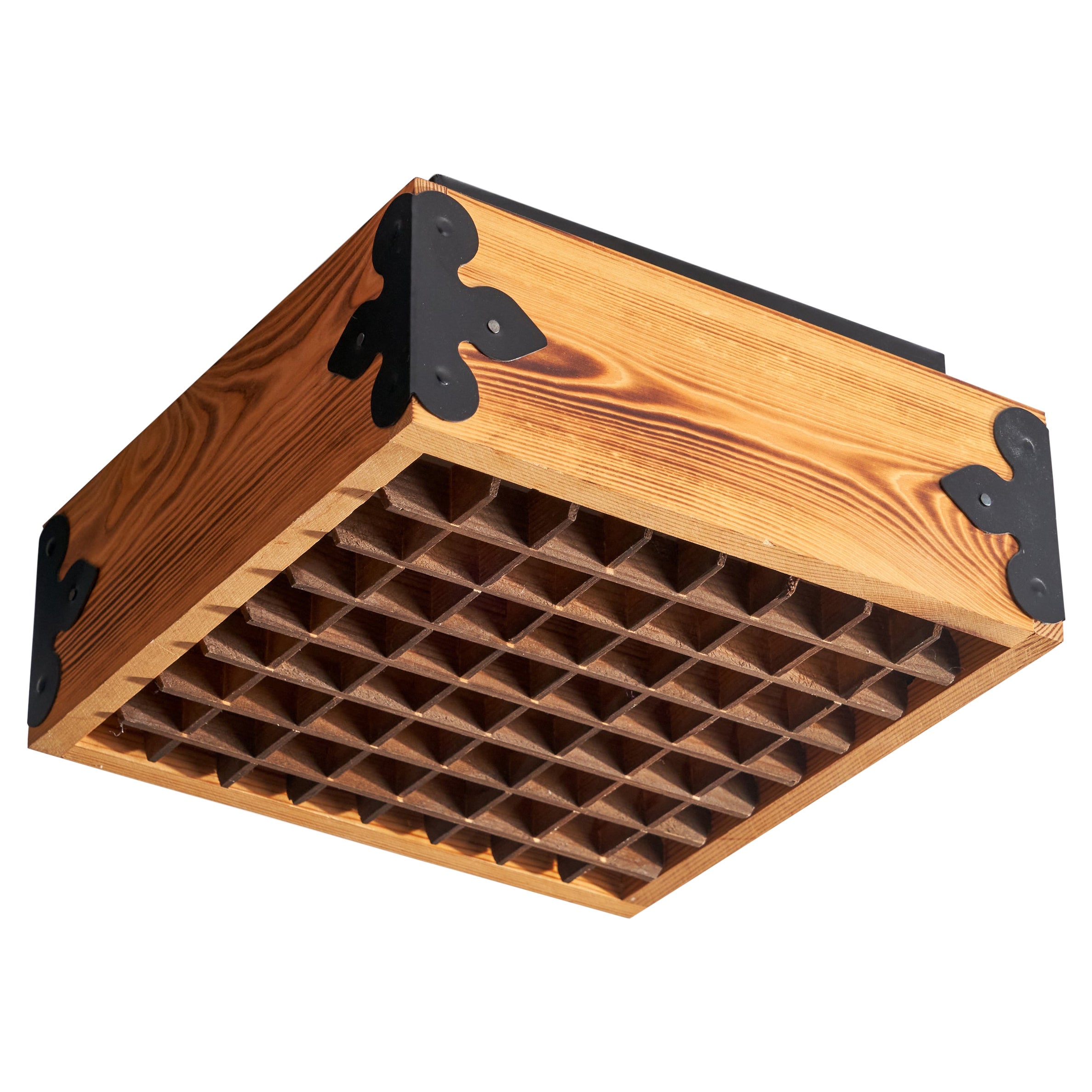 Uno Dahlen, Flush Mount, Pine, Iron, Sweden, 1970s