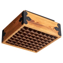 Uno Dahlen, Flush Mount, Pine, Iron, Sweden, 1970s