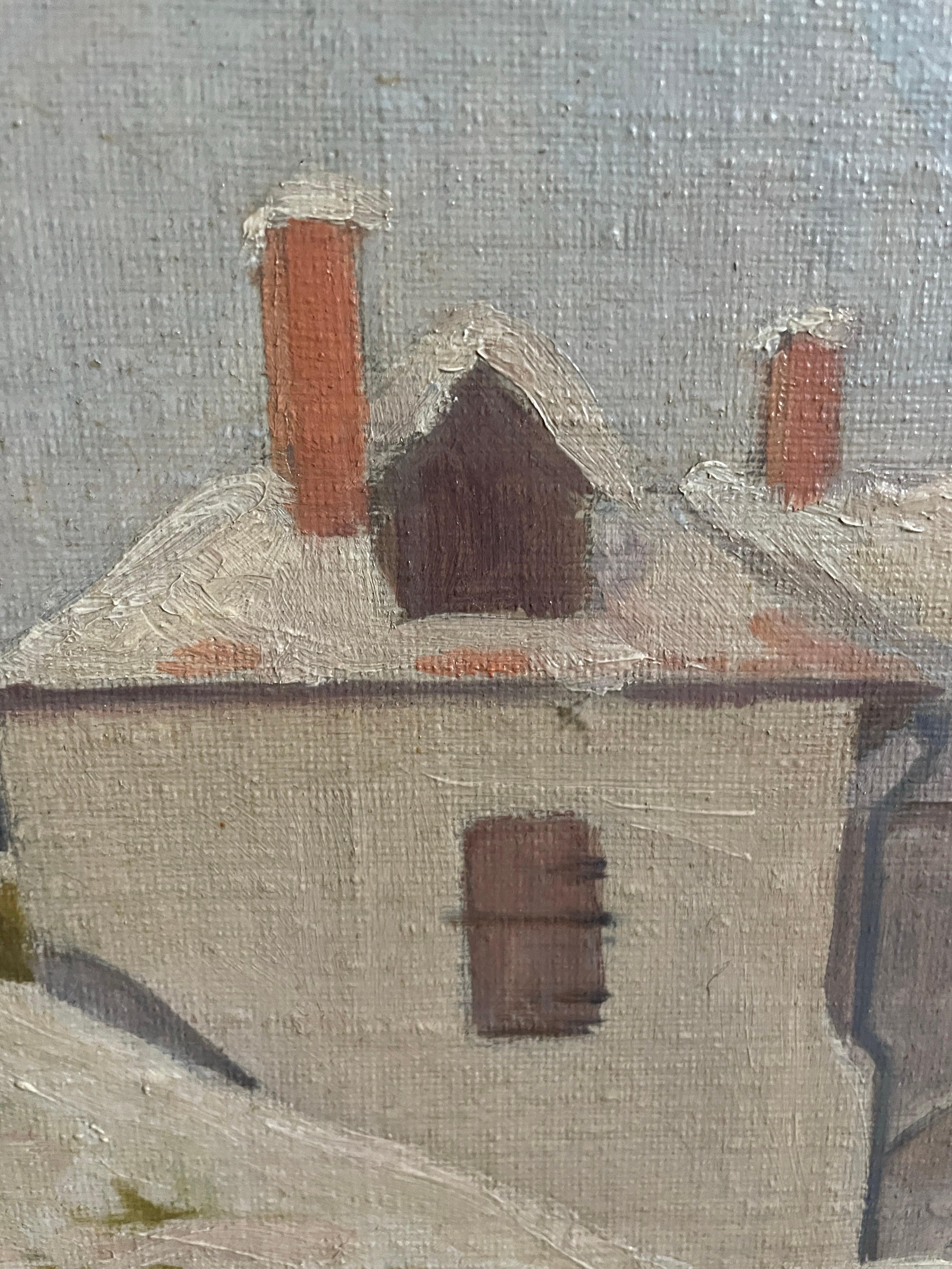 Uno Dewoon Pintura al óleo Pintura de paisaje (1909-1988) Obra de arte neutra sueca Lienzo en venta