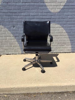 Uno Dining Roller Chair by Paolo Deganello, 1970s Black Leather