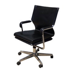 Uno Dining Roller Chair by Paolo Deganello, 1970s Black Leather