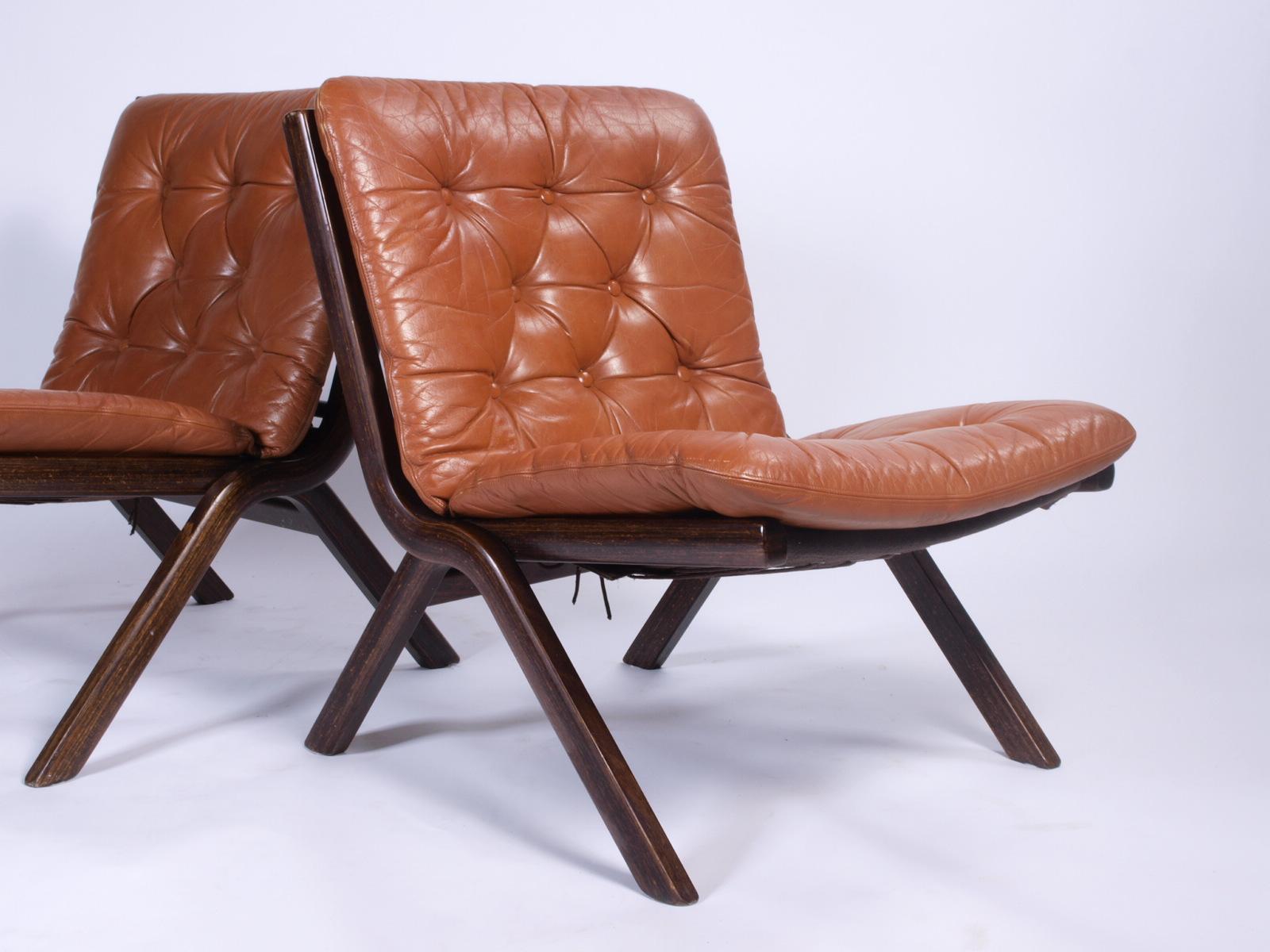 Scandinavian Modern Uno Folding Chair by Ekornes of Norway 1970's, set of 2