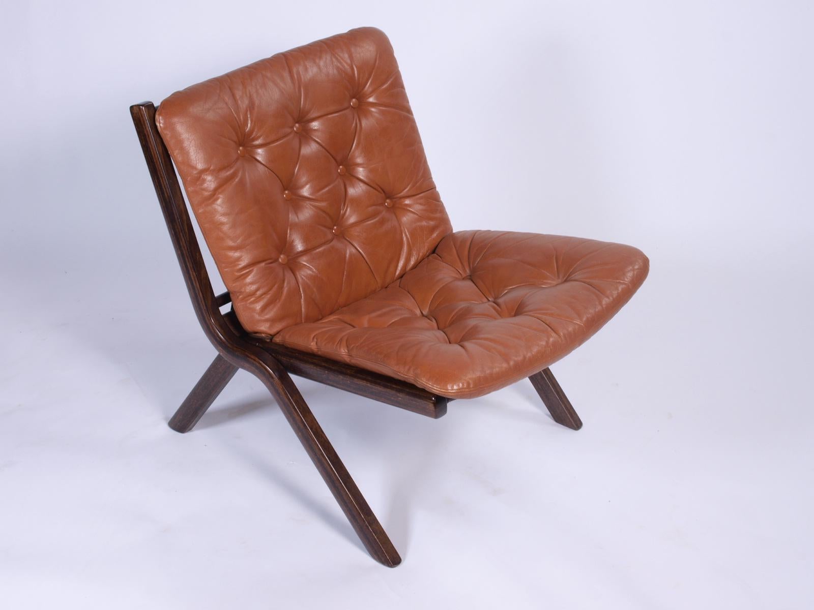 Leather Uno Folding Chair by Ekornes of Norway 1970's, set of 2