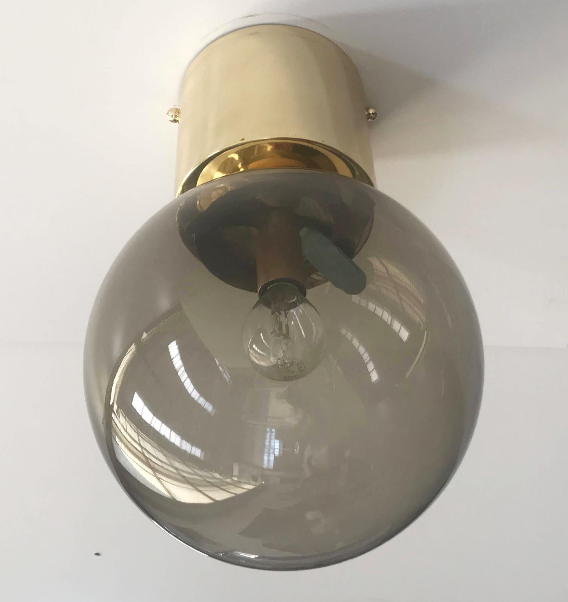 Italian flush mount with Murano glass globe and brass frame / Made in Italy
Designed by Fabio Ltd, inspired by Angelo Lelli and Arredoluce styles
1 light / E12 or E14 type / max 40W
Height: 12.5 inches / Diameter: 8 inches
Order only / This item