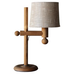 Uno Kristiansson, Adjustable Table Lamp Pine Fabric, Acrylic Luxus Sweden 1970s