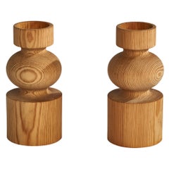 Uno Kristiansson, Candlesticks, Pine, Sweden, 1970s