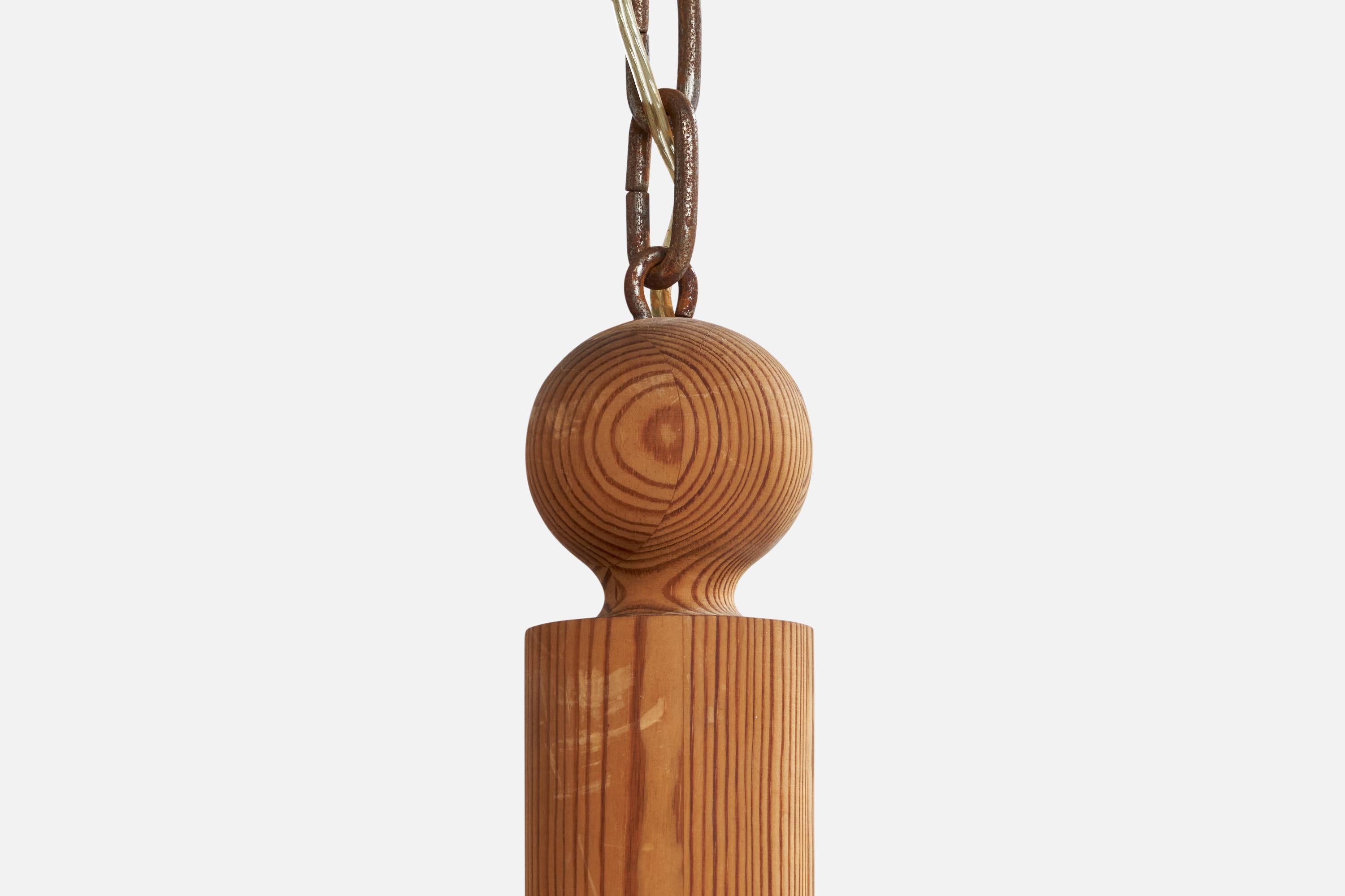 Uno Kristiansson, lustre, pin, rotin, Suède, 1970 en vente 5