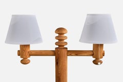 Uno Kristiansson, Floor Lamp, Pine, Fabric, Sweden, 1970s