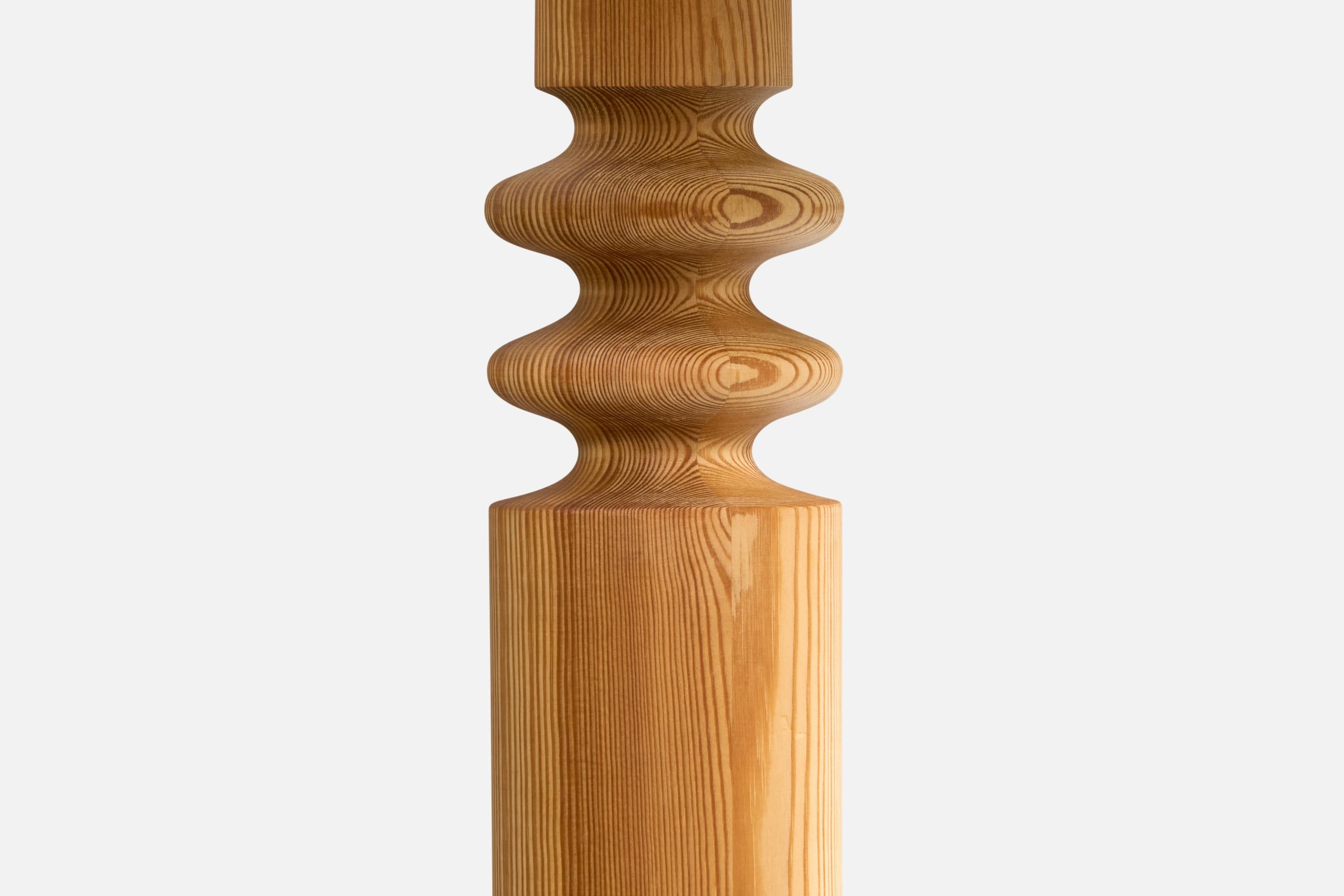 Suédois Uno Kristiansson, Lampadaire, Pin, Tissu, Suède, Années 1970 en vente