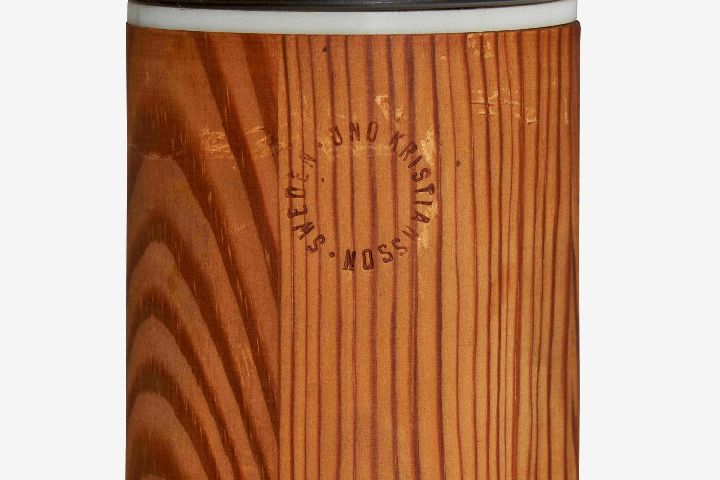Uno Kristiansson, Lámpara de pie, Pino, Tela, Suecia, Años 1970 finales del siglo XX en venta