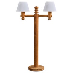 Uno Kristiansson, Floor Lamp, Pine, Fabric, Sweden, 1970s