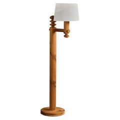 Uno Kristiansson, Floor Lamp, Pine, Fabric, Sweden, 1970s