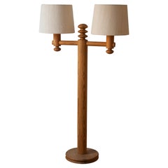 Uno Kristiansson, Floor Lamp, Turned Solid Pine, Luxus, Sweden, 1960s