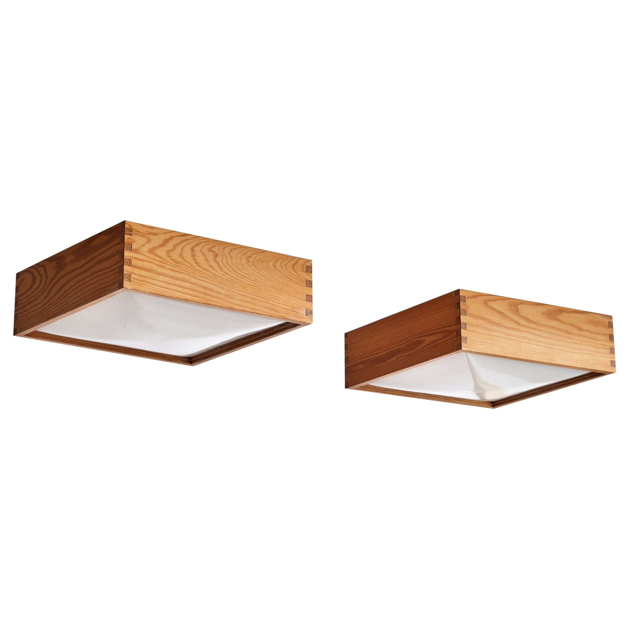 Uno Kristiansson, Flush Mounts, Pine, Acrylic, Sweden, 1970s