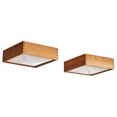 Uno Kristiansson, Flush Mounts, Pine, Acrylic, Sweden, 1970s